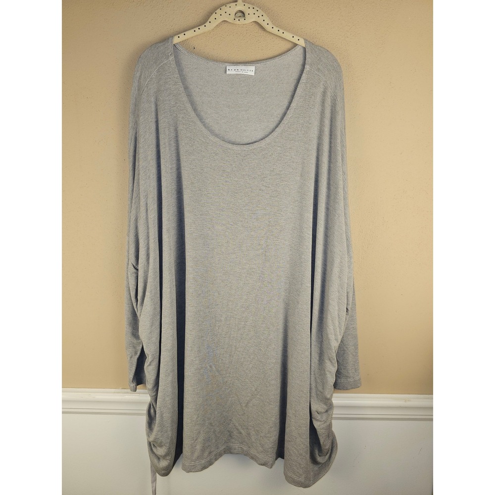 Bryn Walker Womens Gray Ruched Side Long Sleeve Tunic Top Lagenlook XL‎